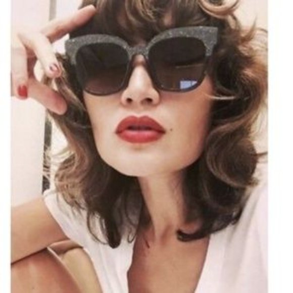 BNWT Jimmy Choo MAYEL/S VE 018R Clubmaster Black Glittery Sunglasses Brown Lens - Picture 1 of 6